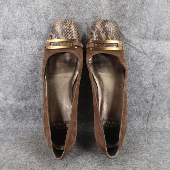 Stuart Weitzman Shoes Womens 6.5 Loafer Flats Slip On Cap Toe Suede Snake Career - Picture 10 of 16